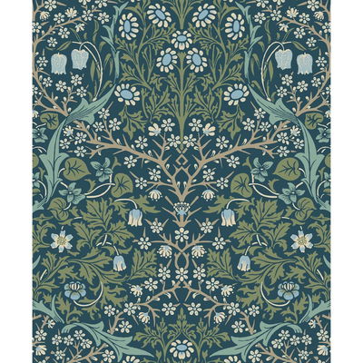 Victorian Garden Prussian Blue & Moss Green Wallpaper